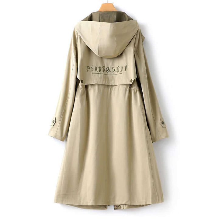 Elegant women's tailored windbreaker jacket, shown on a model, showcasing its flattering fit for everyday fashion.