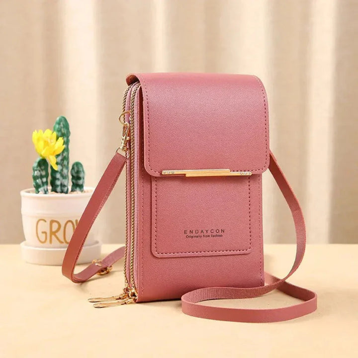 Stylish women's crossbody bag with touch screen. Ideal ladies handbag for daily essentials.
