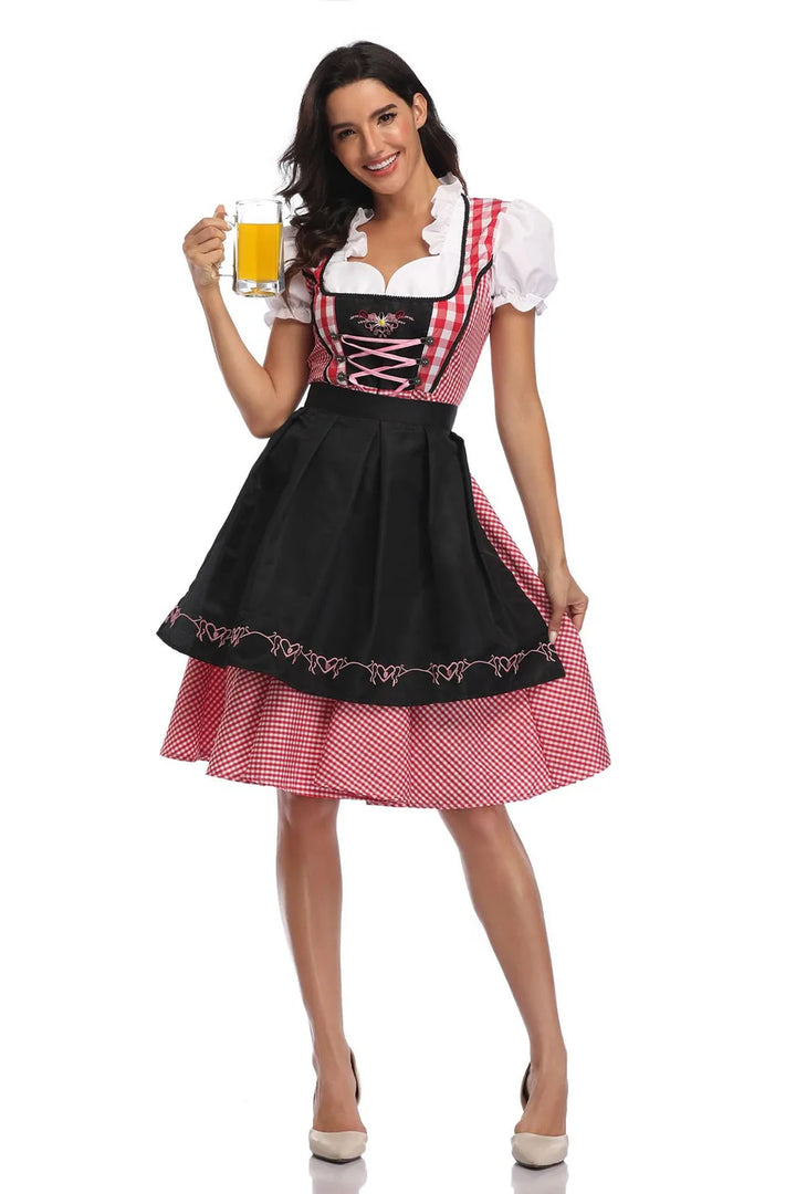 Traditional Bavarian dirndl dress costume for women, ideal for Oktoberfest parties and festive cultural celebrations.
