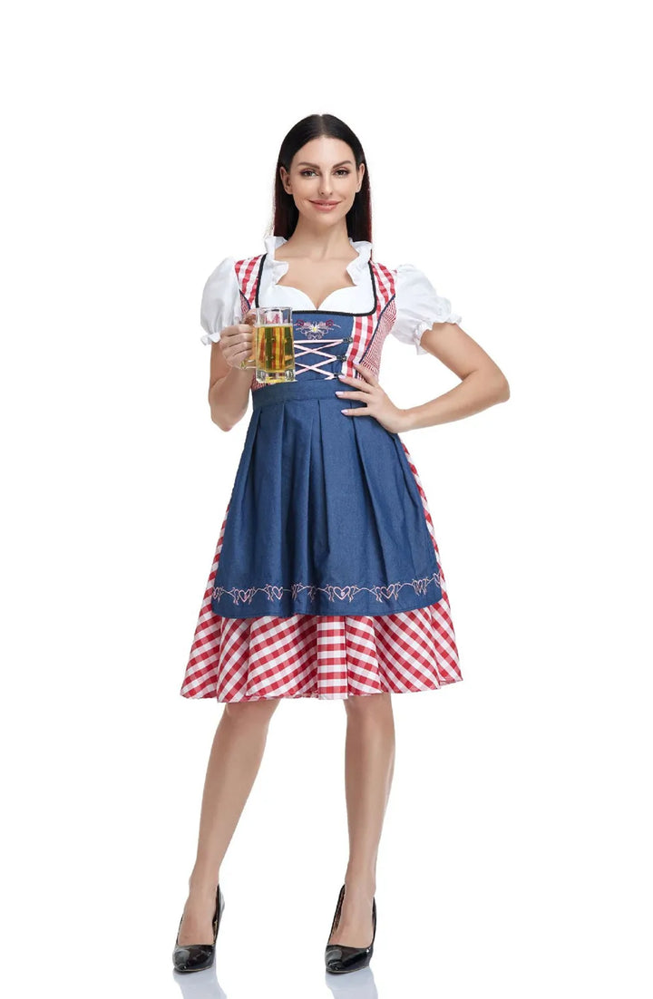 Comfortable women's traditional Oktoberfest dress, a festive Bavarian costume designed for long celebrations.