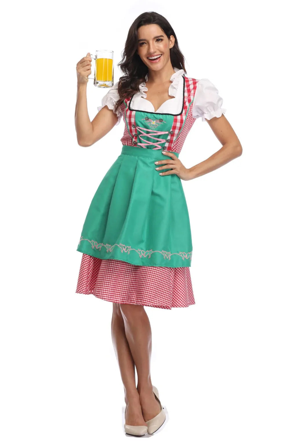 Charming women's Oktoberfest costume, a traditional Bavarian dress perfect for festive gatherings & themed events.