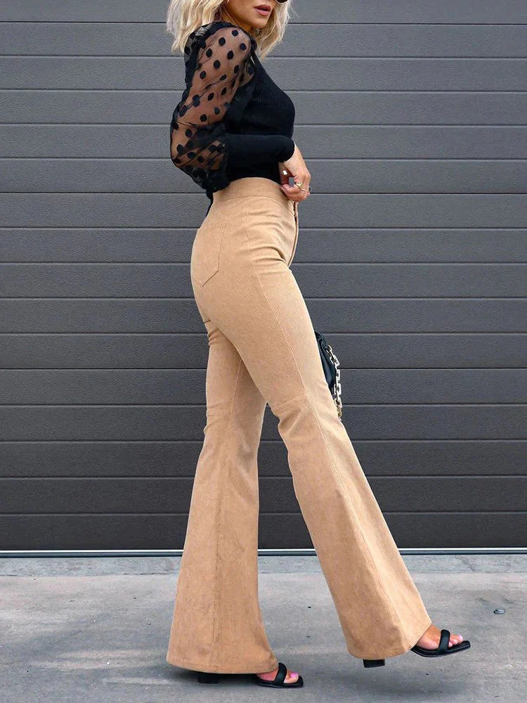 Everyday comfort: women's casual flared bell bottom pants for a stylish and relaxed look.