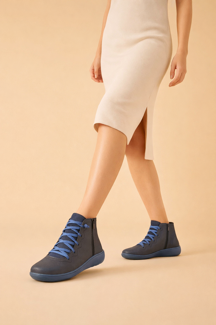 Orthopedic women's ankle boots providing excellent foot support, trendy design for stylish comfort.