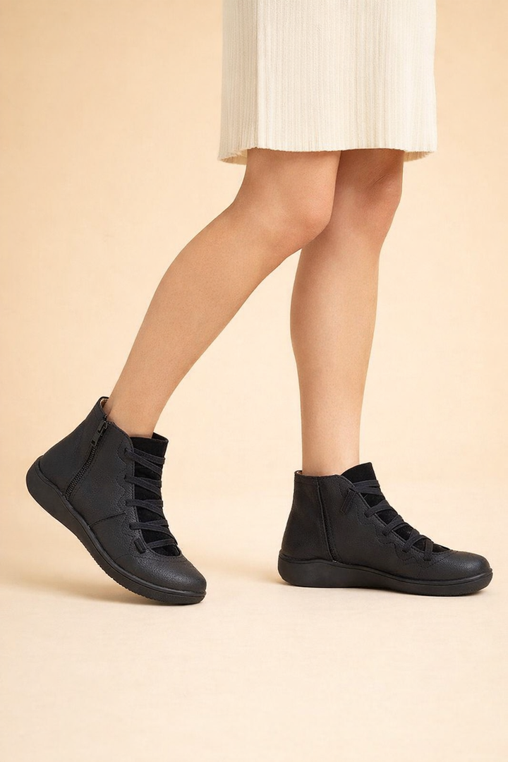 Trendy women's orthopedic ankle boots, blending fashion with foot support for everyday comfort.