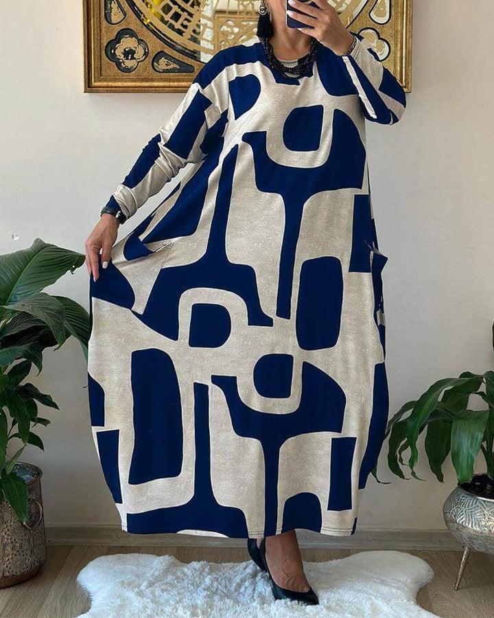 Elegant printed long sleeve dress for women, perfect for a trendy, comfortable, and versatile wardrobe.