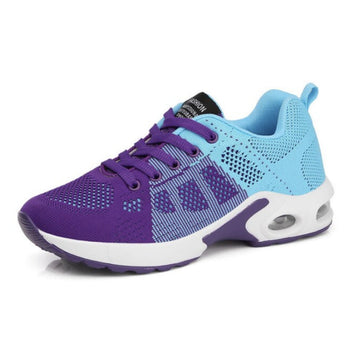 Pair of women's stylish walking shoes, offering ultimate comfort, arch support, and cushioned soles.