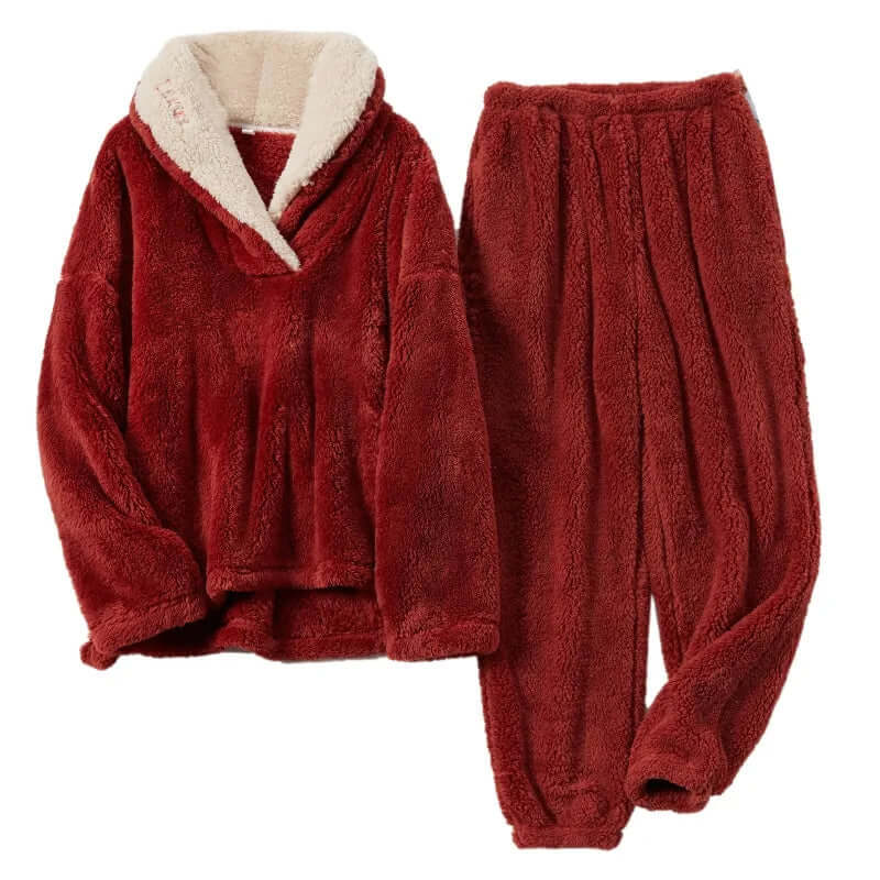 Gray women's fleece loungewear set, cozy sleepwear for women, super soft & warm for comfort and relaxation.