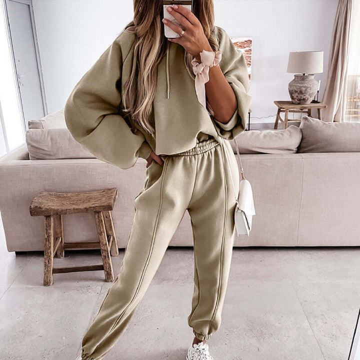 Women's two-piece set: ultra-soft hoodie and matching joggers, ideal for casual loungewear comfort.