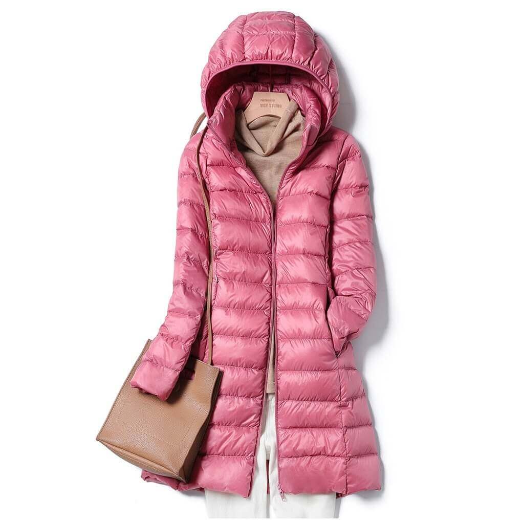 Comfortable women's ultralight winter jacket. A stylish puffer coat for everyday casual & outdoor wear.