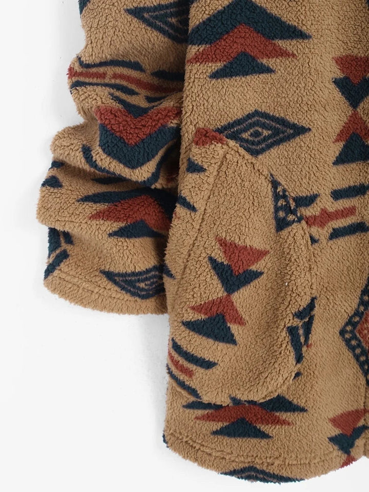 Beautiful women's jacket featuring unique Aztec print, perfect vintage boho style.
