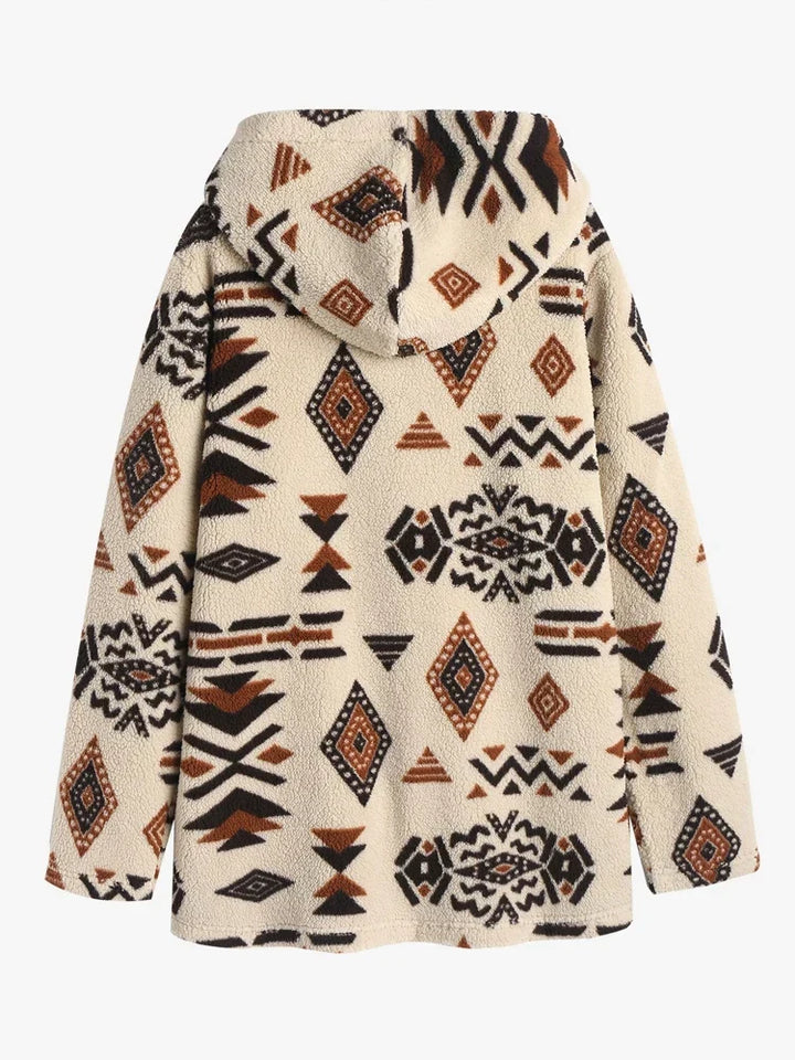 Versatile women's vintage Aztec jacket, unique boho fashion for casual or stylish looks.