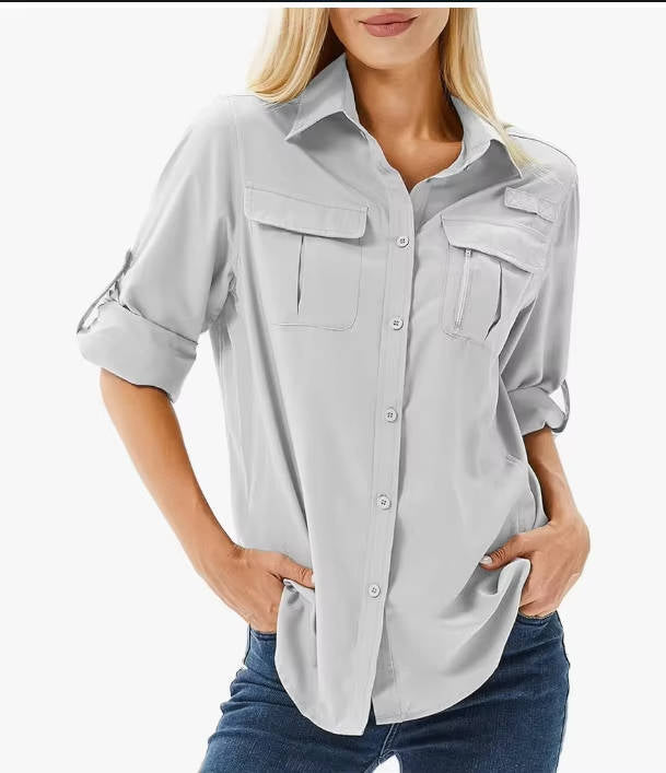 Versatile women's long sleeve outdoor shirt, perfect for hiking, travel, and active outdoor wear.