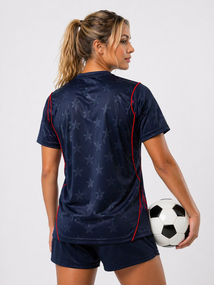 Official Women's USA Football Shirt, World Cup 2026 Edition. Team USA activewear for soccer fans.