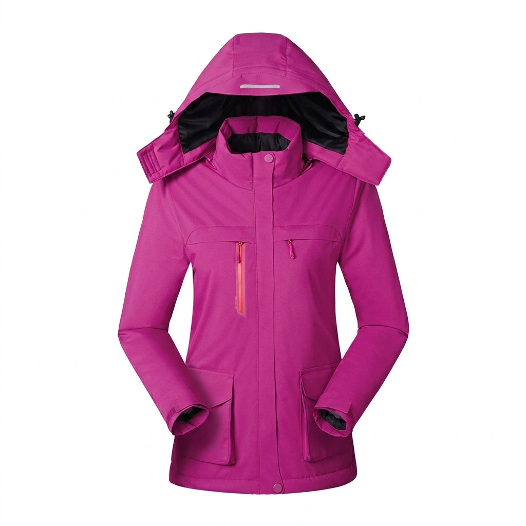 Thermal women's heated jacket features USB power & core warming zones for superior cold weather protection.