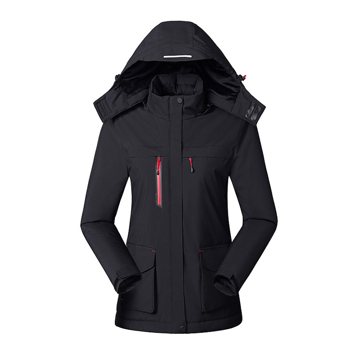 Comfortable women's thermal heated jacket with USB power, ideal for everyday wear & cold weather outings.