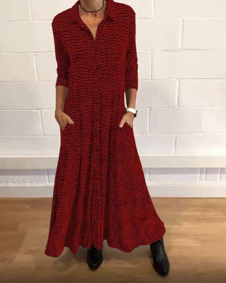 Women's V-neck relaxed fit maxi shirt dress, a comfortable long casual dress for elegant summer fashion.