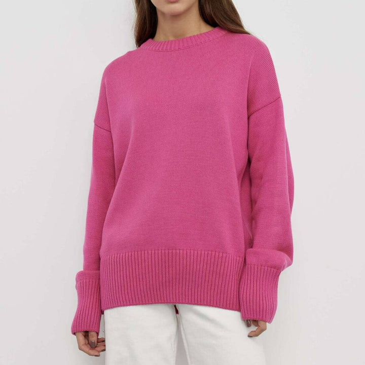Cozy V-neck ribbed knit sweater for women. Comfortable long sleeve knit top, ideal for fall & winter wear.