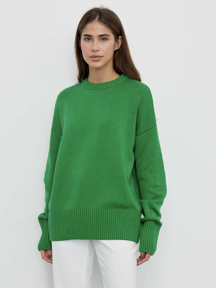 Chic women's ribbed knit V-neck sweater. Long sleeve knit top, a cozy fall fashion essential.