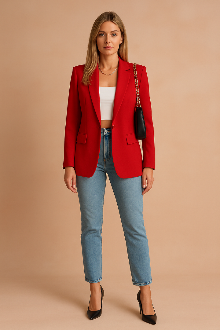 Fashionable women's blazer jacket, lightweight & versatile for both professional and casual chic.