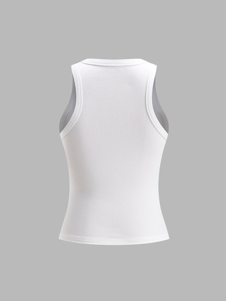 Stylish women's ribbed sleeveless crop tank top, perfect for warm weather and athleisure looks.