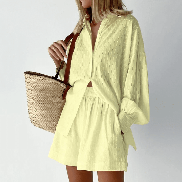 Versatile women's casual set with soft fabric. A chic, comfortable two-piece ensemble for summer & everyday.