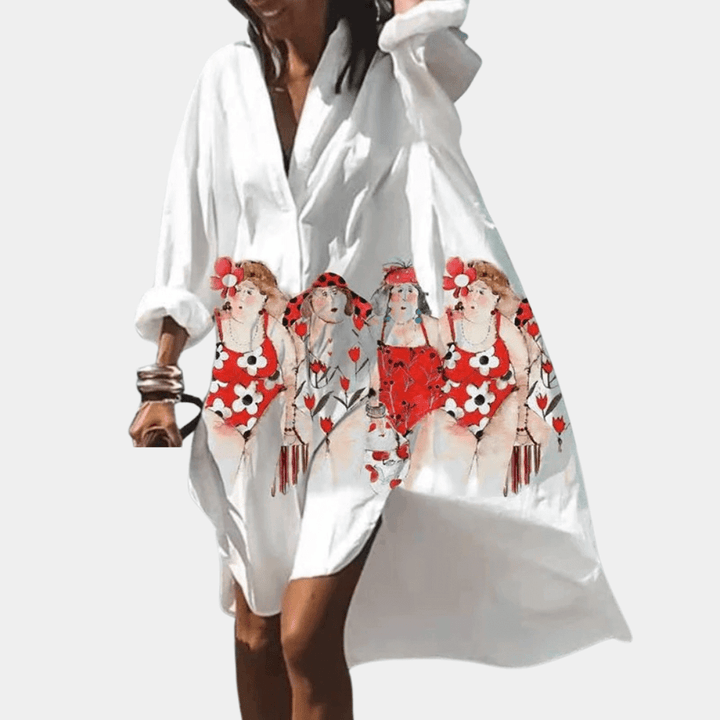 Stylish women's summer beach dress, vibrant & flowy, with a comfortable loose fit. Perfect casual wear.