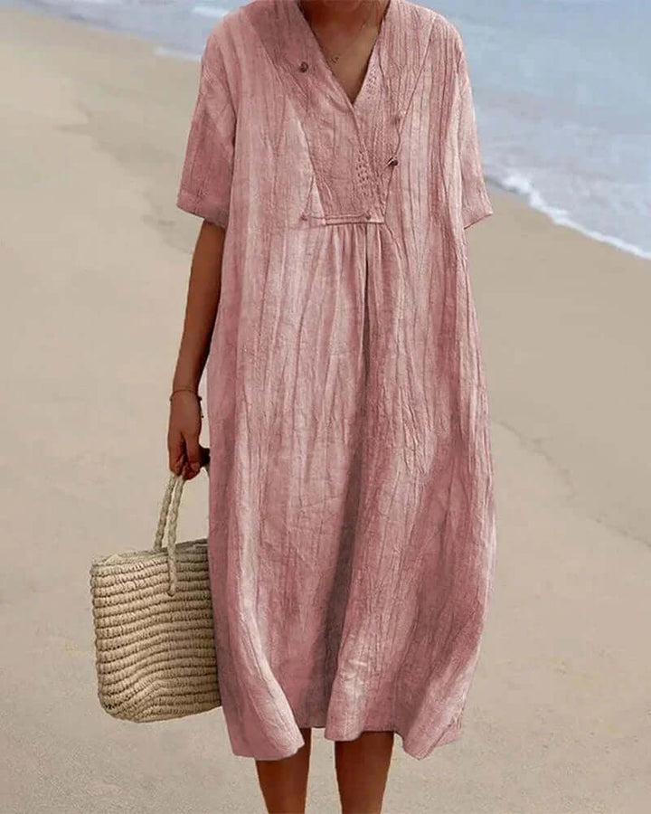 Fashionable women's printed summer dress, a comfortable & lightweight midi dress perfect for casual wear.