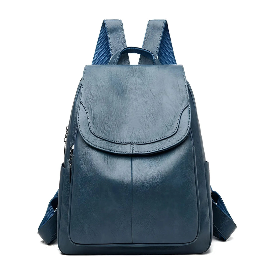 Women's travel backpack: vintage brown leather, secure zippers & spacious interior for essentials.