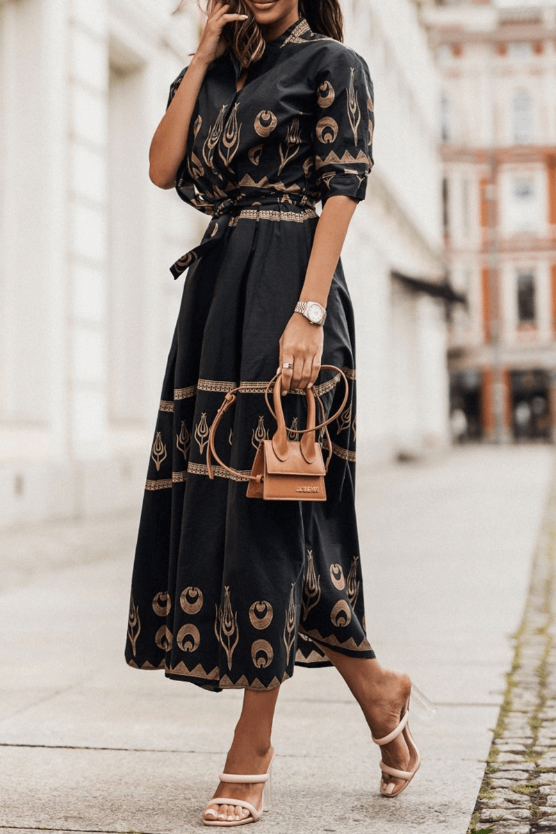 Women's vintage cotton A-line dress, timeless style. Perfect for summer & spring casual wear.