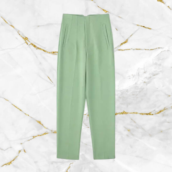Modern vintage women's high-waist pencil pants, slim fit classic trousers, versatile fashion.
