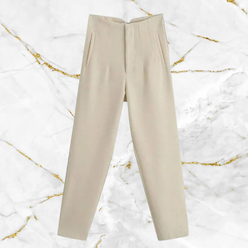 Flattering slim-fit high-waist pencil pants, women's vintage elegant design for a sleek look.