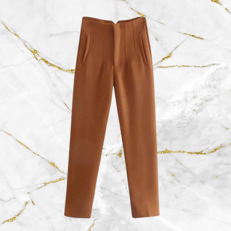 Chic women's vintage high-waist pencil pants with tailored slim fit for elegant style.