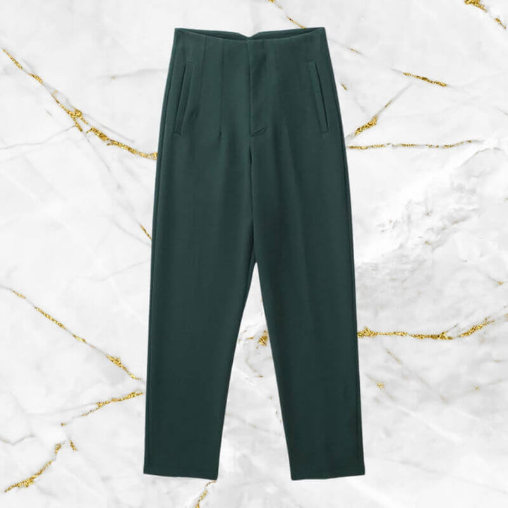 Elegant classic women's high-waist pencil pants, vintage style for office wear or casual chic.