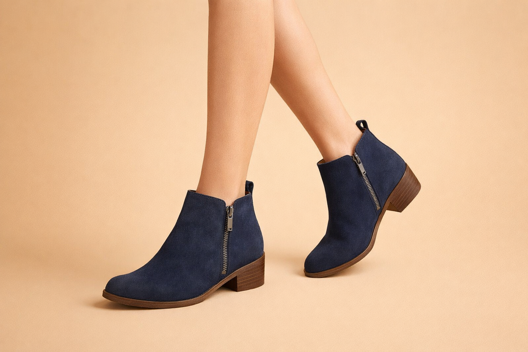 Black vintage-style women's ankle boots, offering excellent foot support for fashion and casual wear.