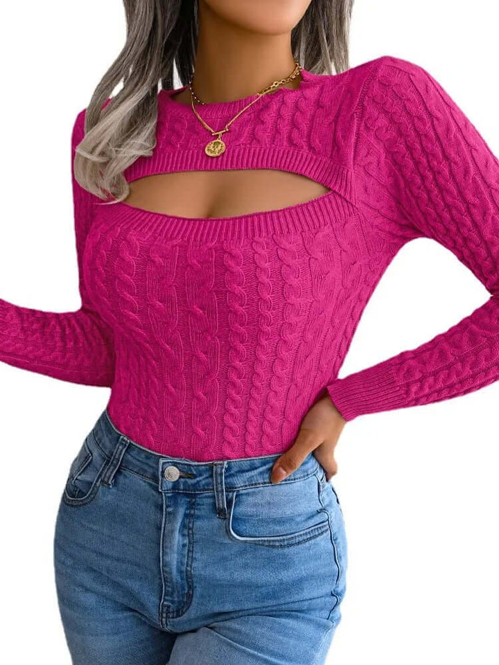 Warm women's knitted pullover sweater, vintage design, perfect for casual winter wear & cozy comfort.