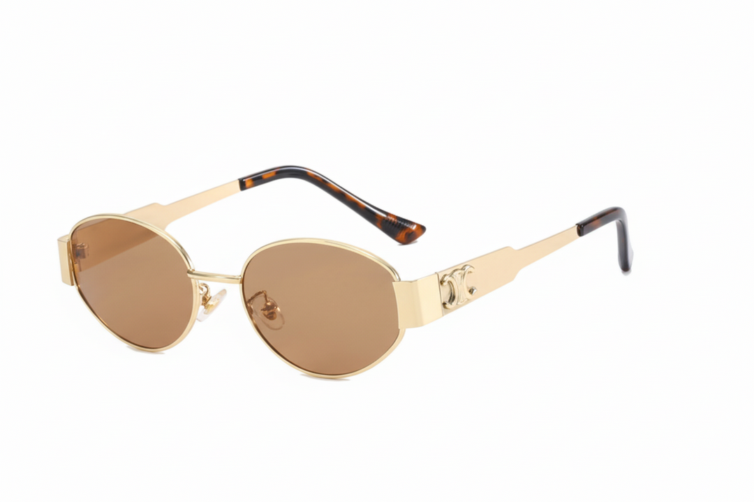 Chic women's retro sunglasses with a stylish round metal frame, offering UV400 protection and vintage fashion.