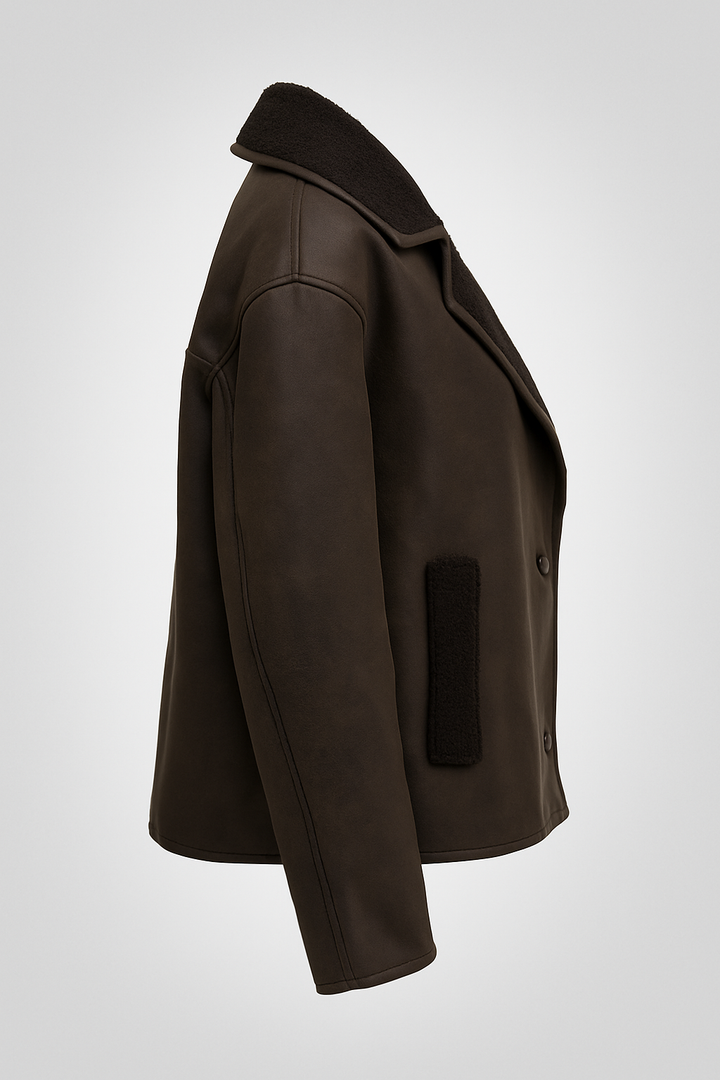 Stylish women's vintage style fall jacket. Warm outerwear for winter, perfect for chic layering.