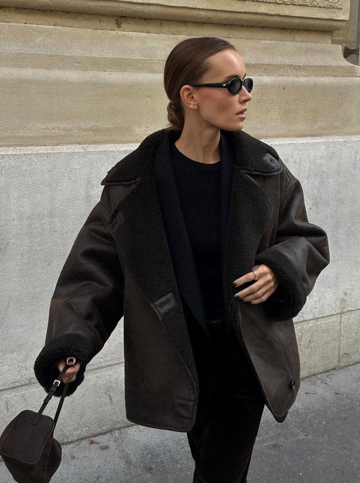 Elegant women's vintage style outerwear jacket. Classic fall & winter fashion, versatile layering piece.