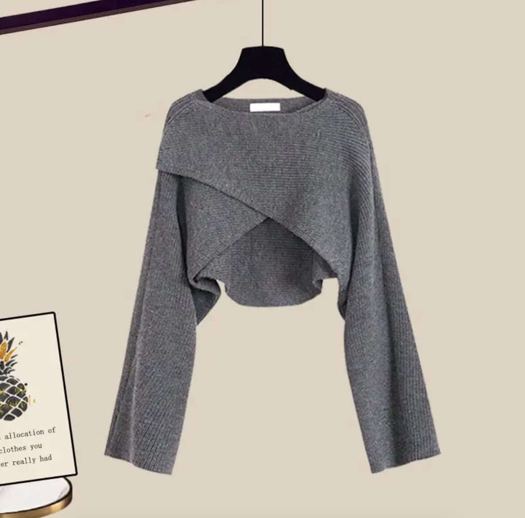 Fall fashion women's vintage three-piece casual set, featuring a unique sweater, shirt & comfy pants.