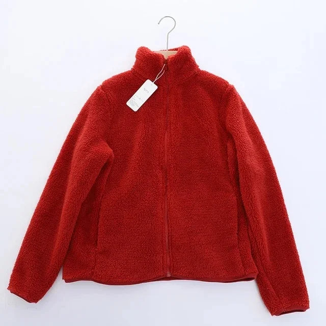 Women's comfortable fleece outerwear, providing warmth and style for winter and cold weather.