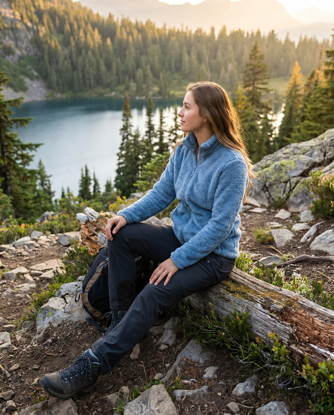 Warm women's fleece zip jacket for cold weather. Essential winter fashion & comfortable layering.