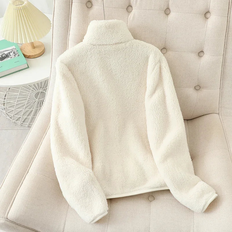 Women's warm and cozy fleece jacket, an essential for cold weather comfort and casual style.