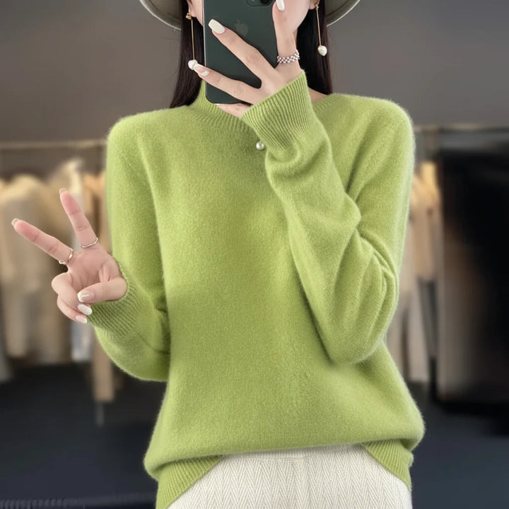 Stylish women's pullover crewneck sweater, perfect for layering and staying warm.
