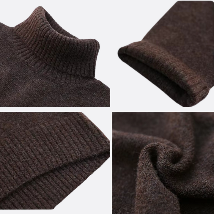 Chic women's relaxed fit oversized turtleneck sweater with long sleeves, ideal for elegant winter apparel.
