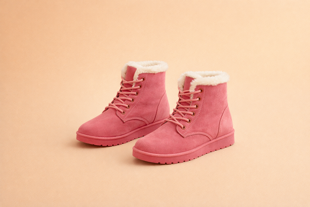 Warm women's winter boots in a neutral color, ideal for cold weather and cozy, comfortable fashion.