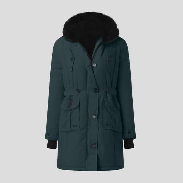 Women's comfortable winter parka with soft faux fur hood, ideal cold weather outerwear for women's fashion.