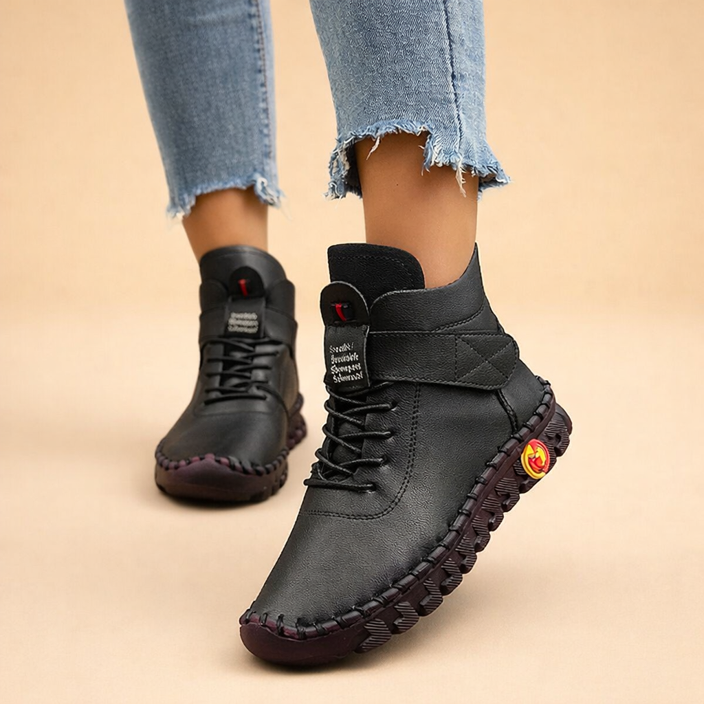 Cozy women's winter sneakersboots with non-slip sole, arch support, and warm lining for snowy days.