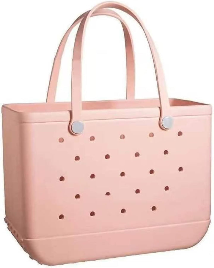 Women's washable EVA beach tote bag with unique airflow design, waterproof & sandproof. Perfect summer utility bag.