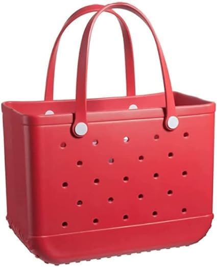 Durable women's EVA beach tote bag with airflow design. Washable, waterproof, & sandproof utility bag.