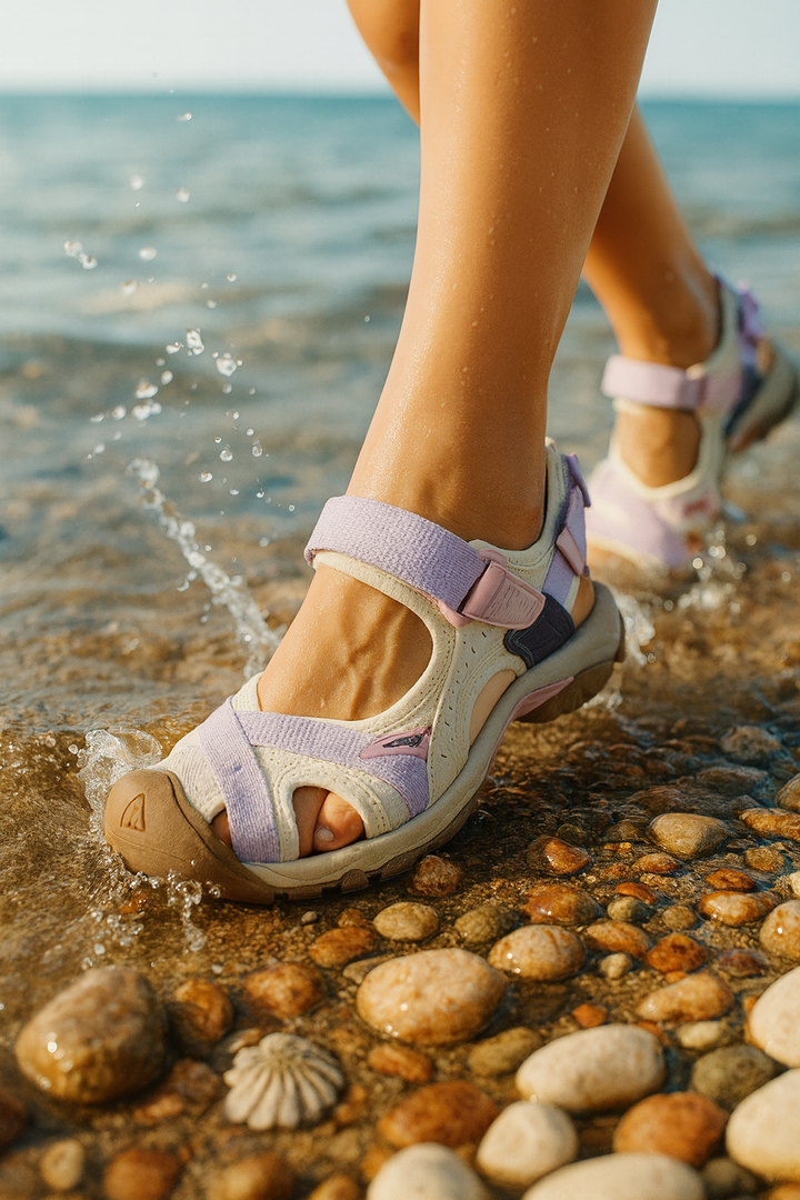 Women's water sandals with arch support and non-slip sole, perfect for beach & outdoor summer activities.